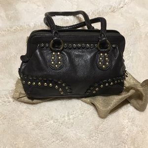 Gianni Bini Brown leather studded handbag